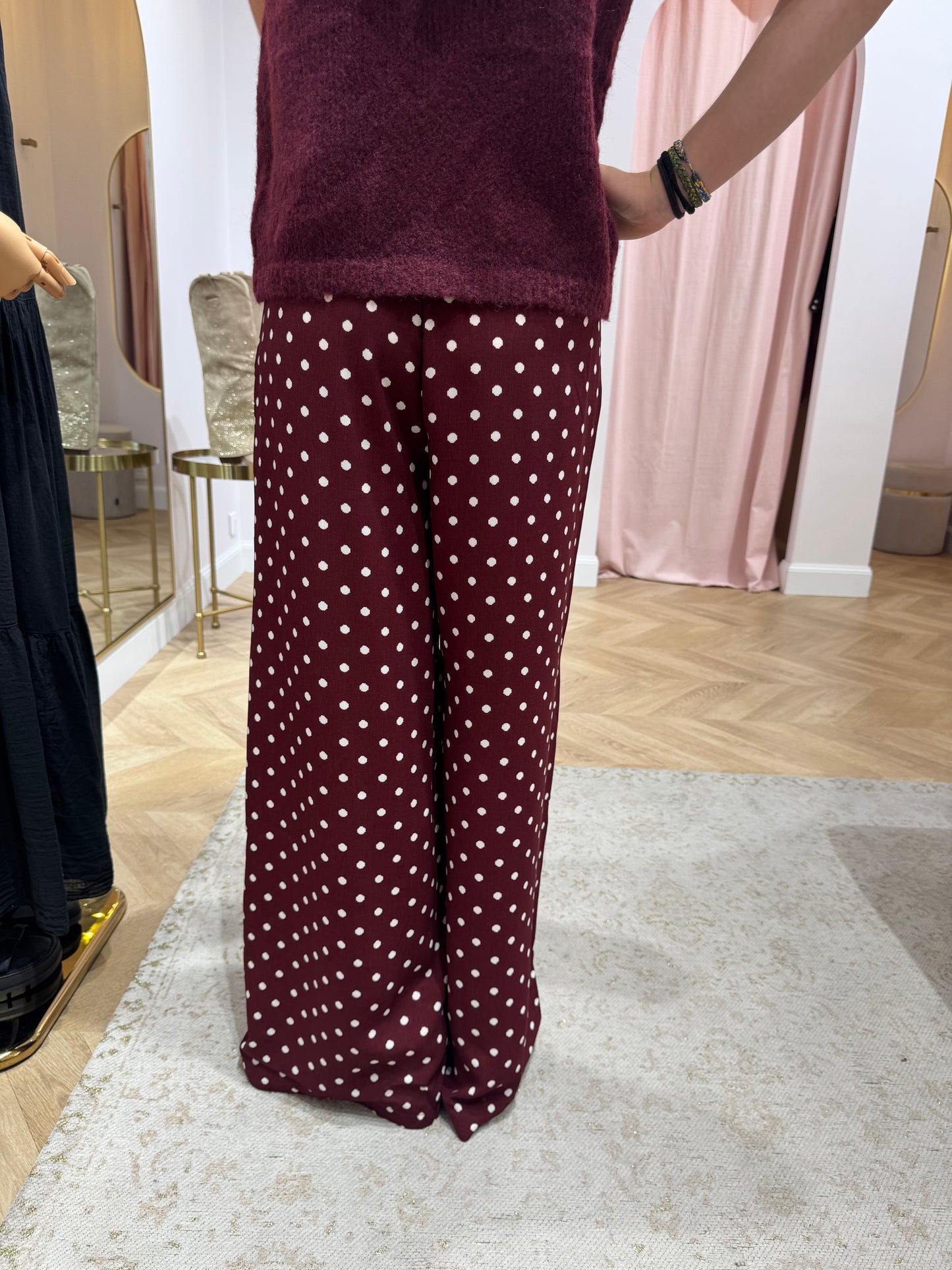Pantalon polka bordeaux