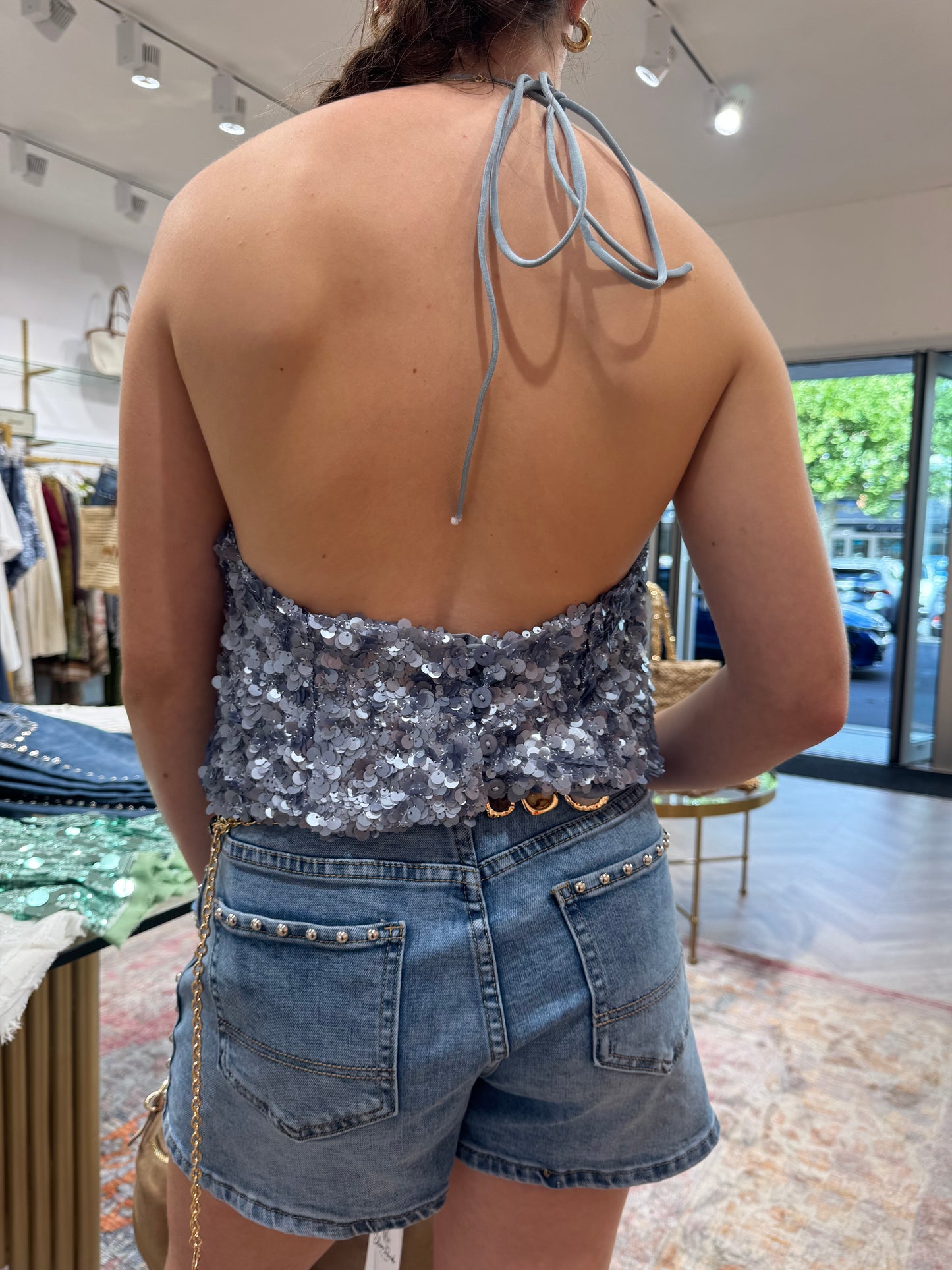 Top glitter bleu