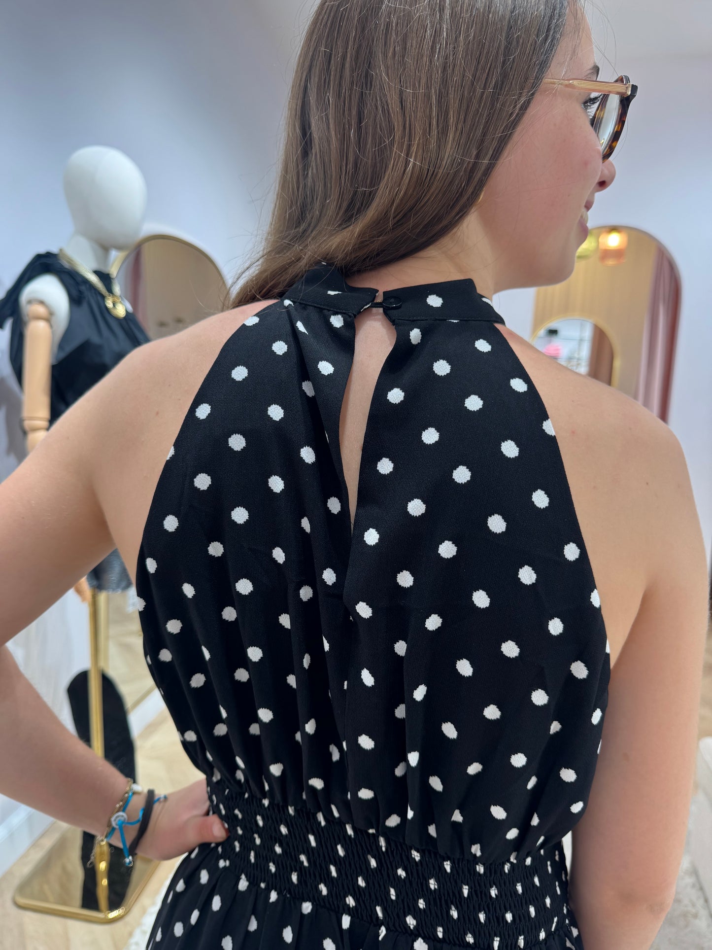 Robe col polka noir