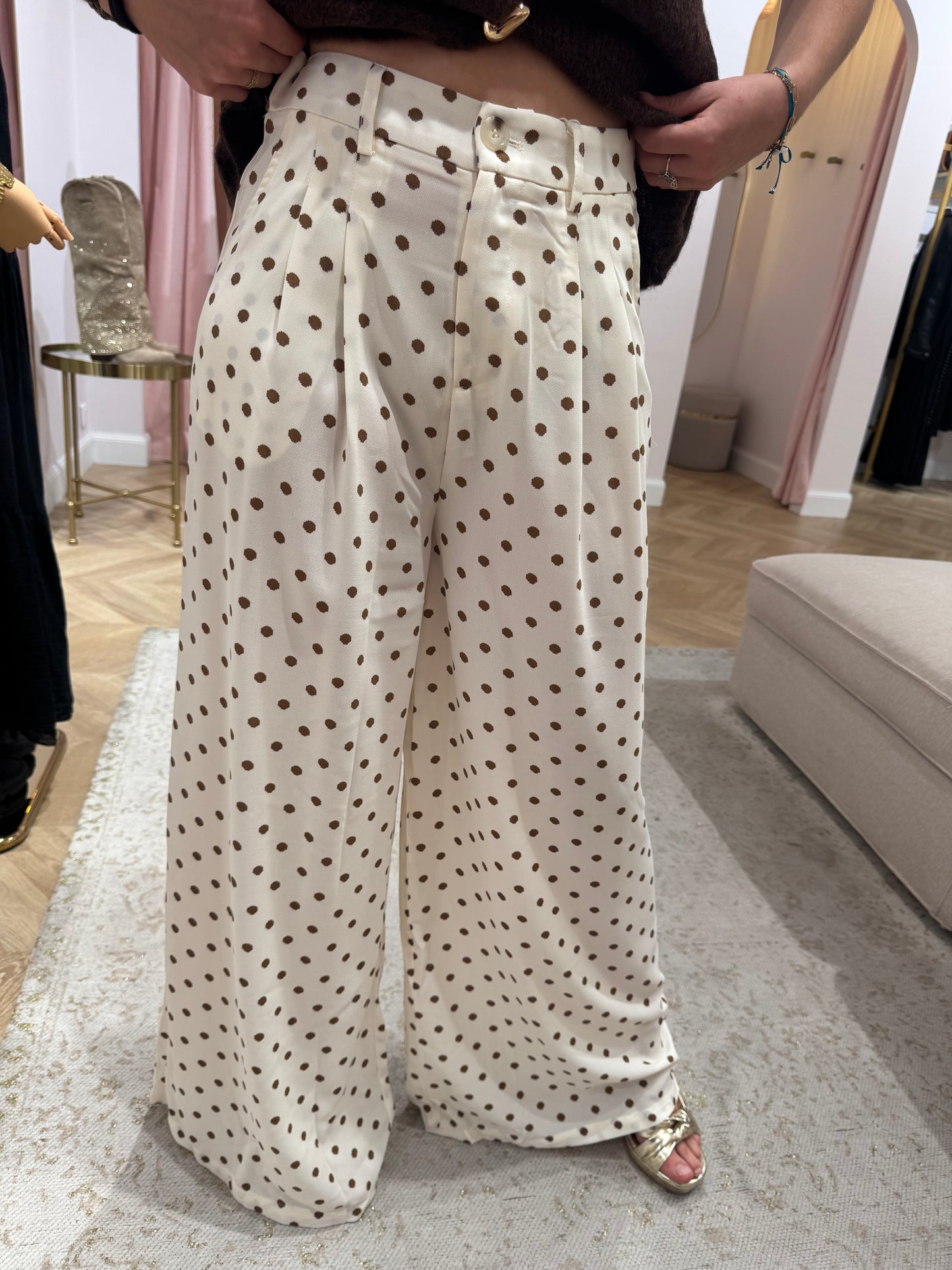 Pantalon polka beige