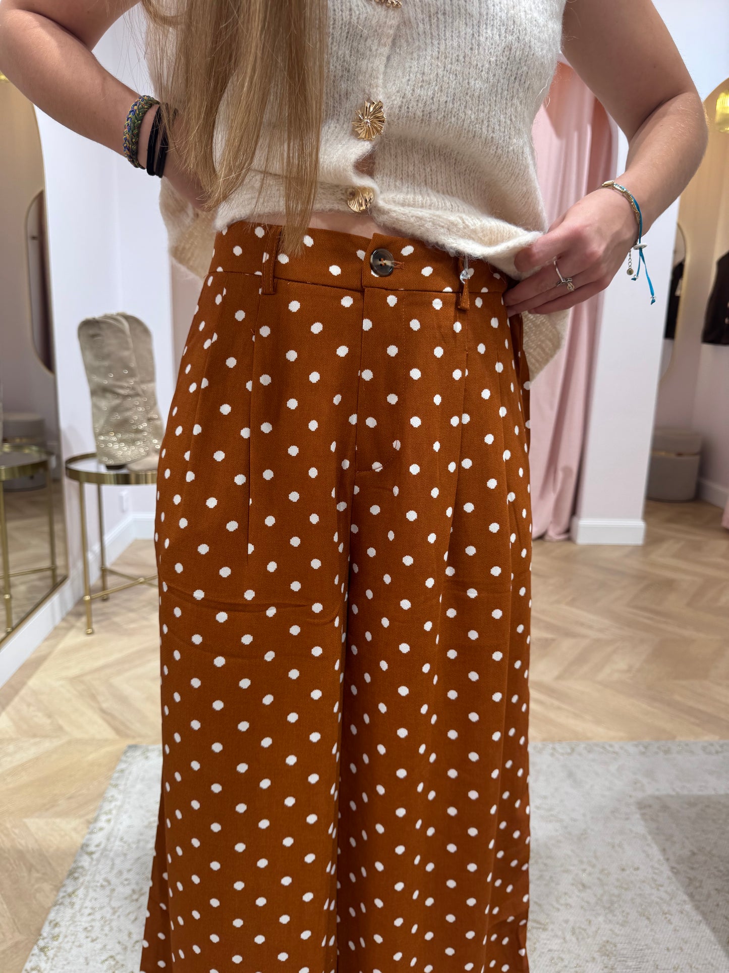 Pantalon polka camel