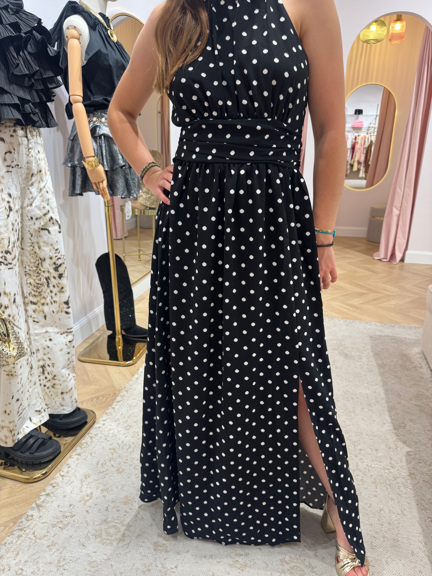 Robe col polka noir