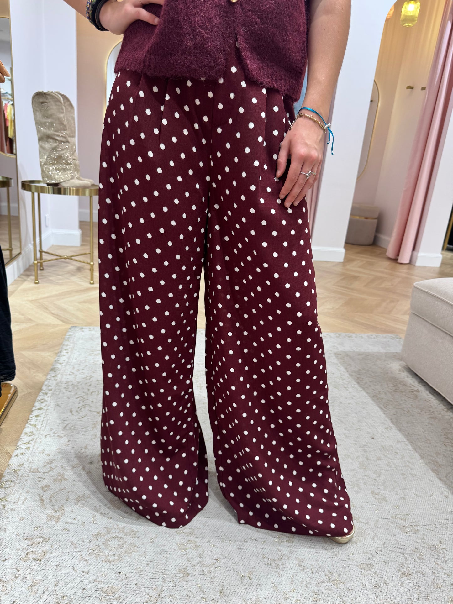 Pantalon polka bordeaux