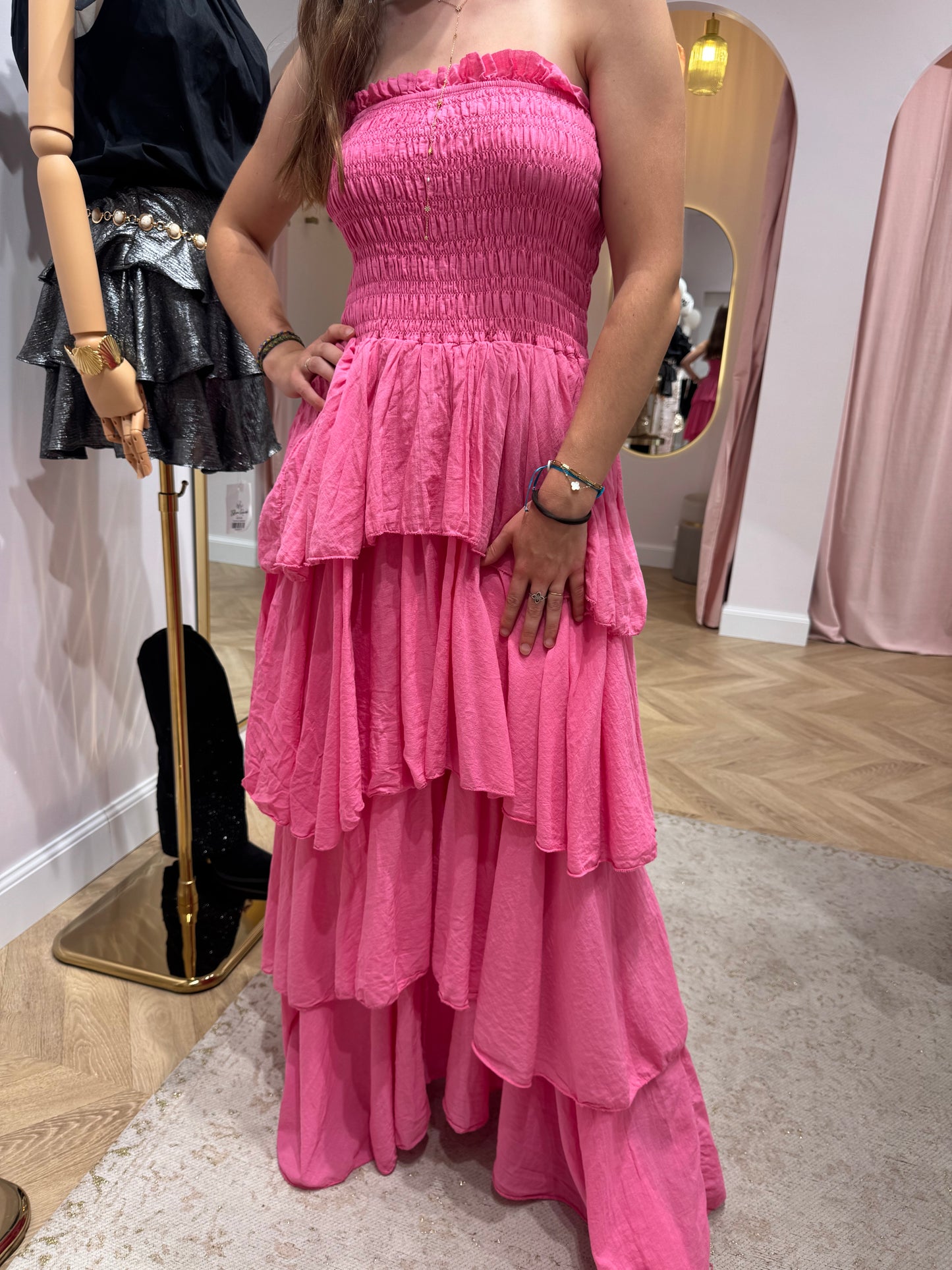 Robe volants fushia