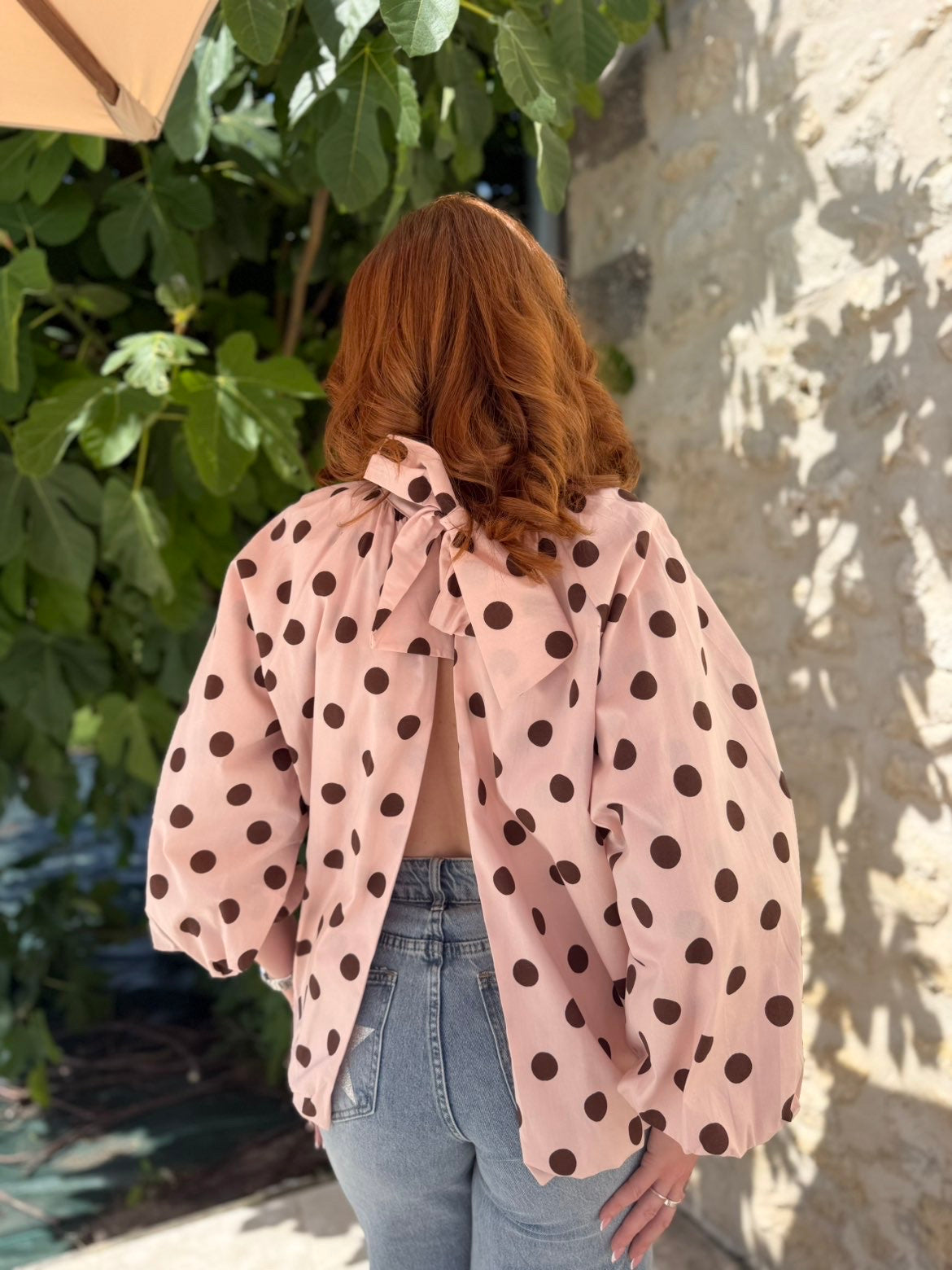 Blouse polka rose