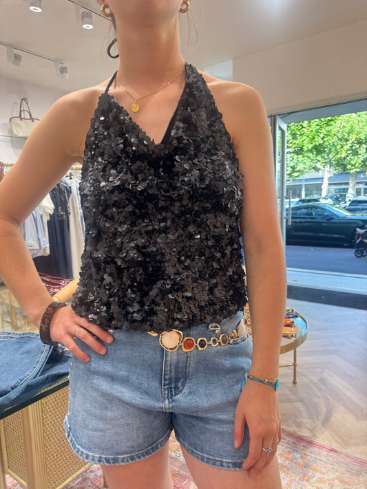 Top glitter noir