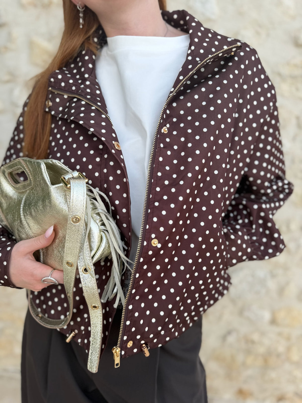 Veste polka marron