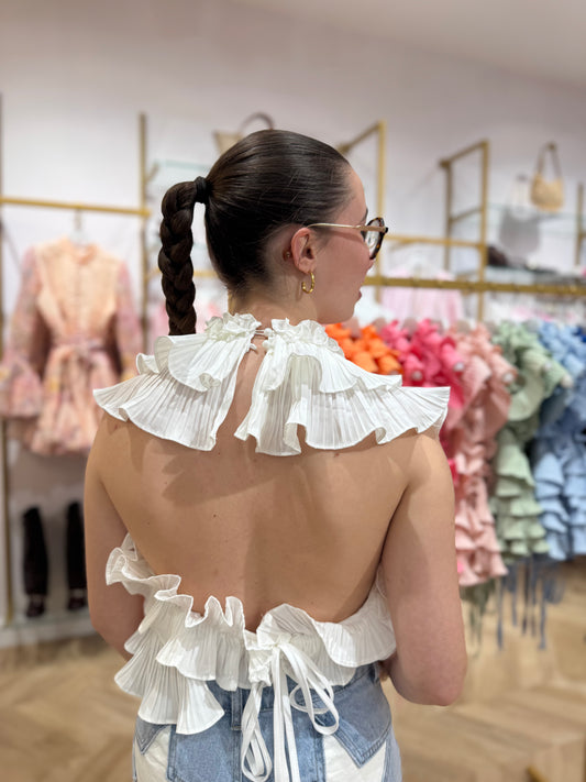 Top dos nu Céleste blanc