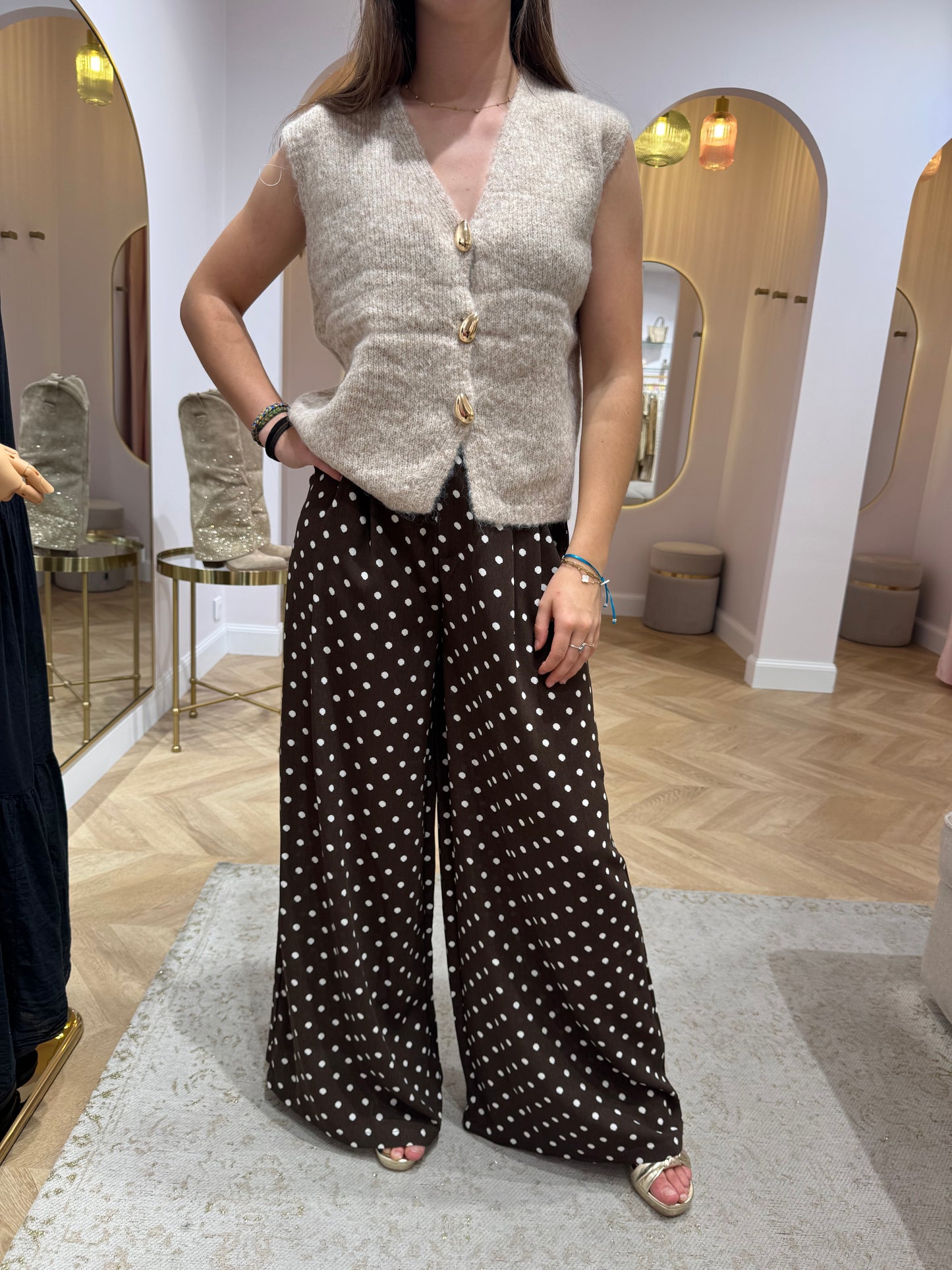 Pantalon polka marron