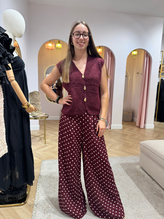 Pantalon polka bordeaux