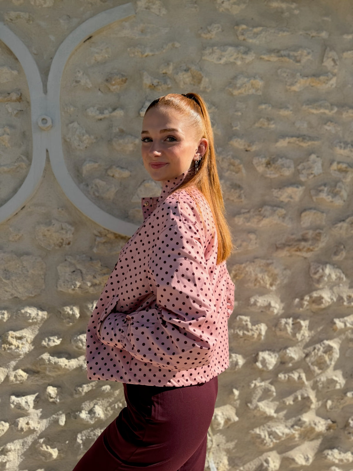 Veste polka rose