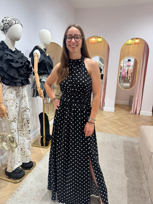 Robe col polka noir