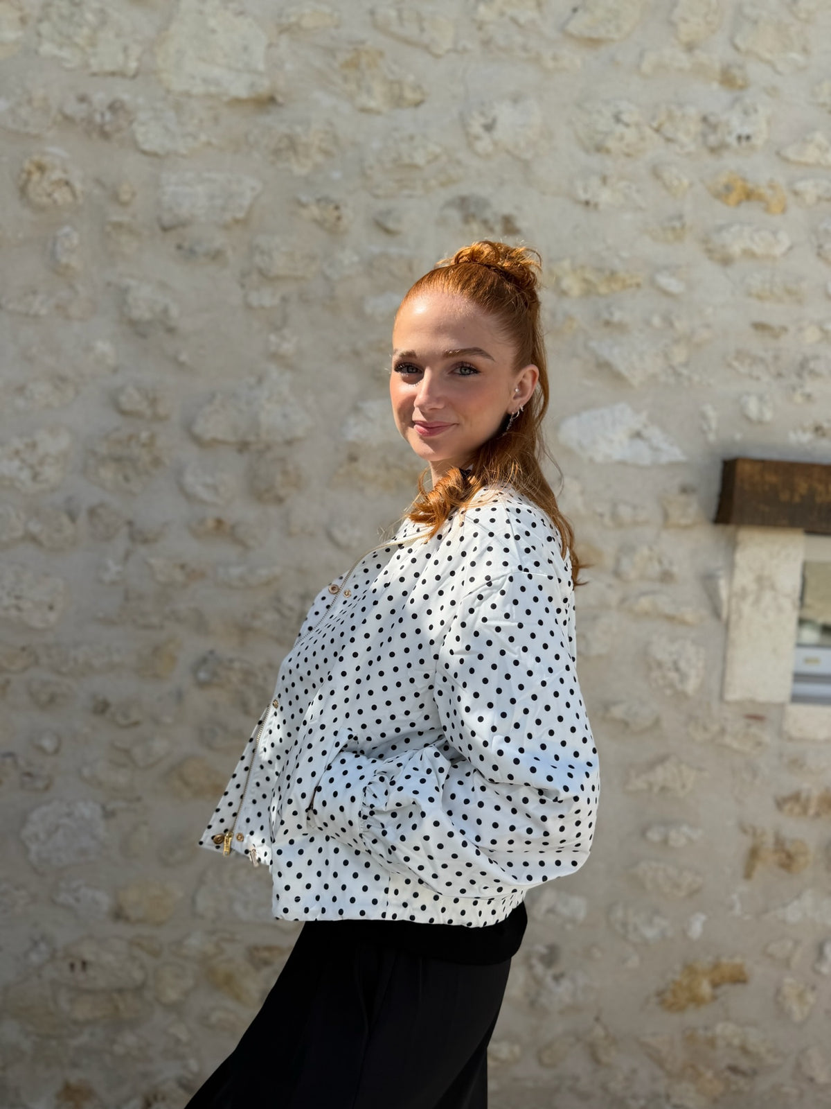 Veste polka blanc