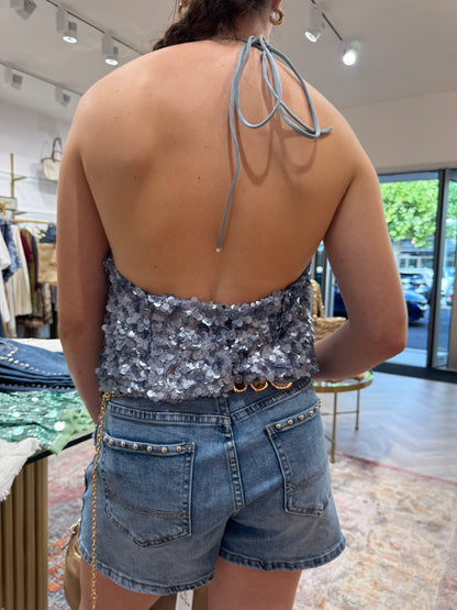 Top glitter bleu