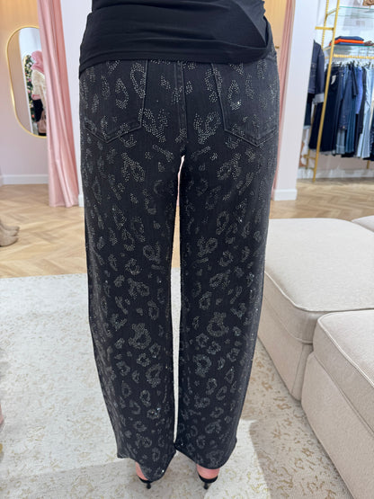 Jean strass léopard