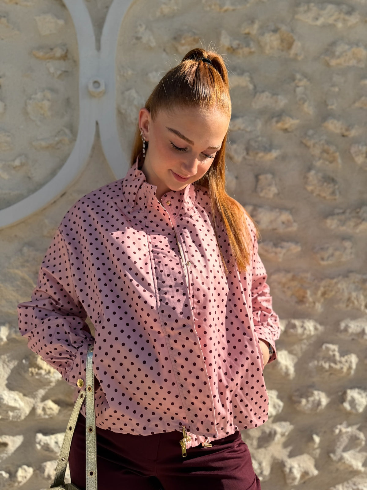 Veste polka rose