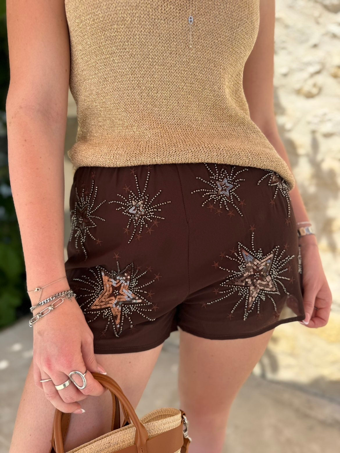 Short STARS marron
