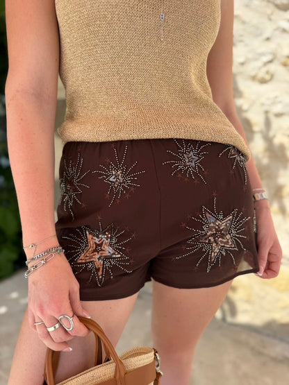 Short STARS marron