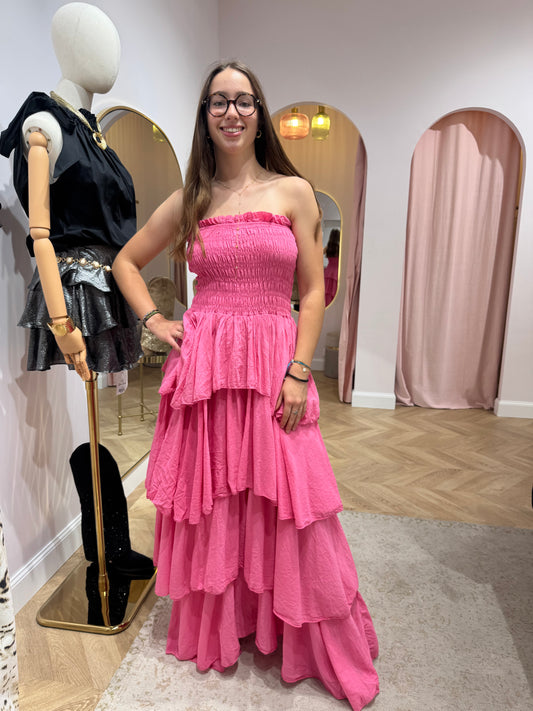 Robe volants fushia