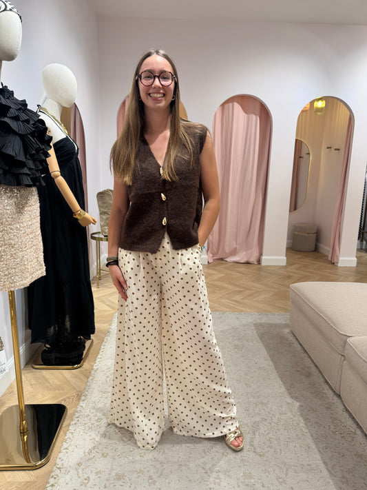 Pantalon polka beige