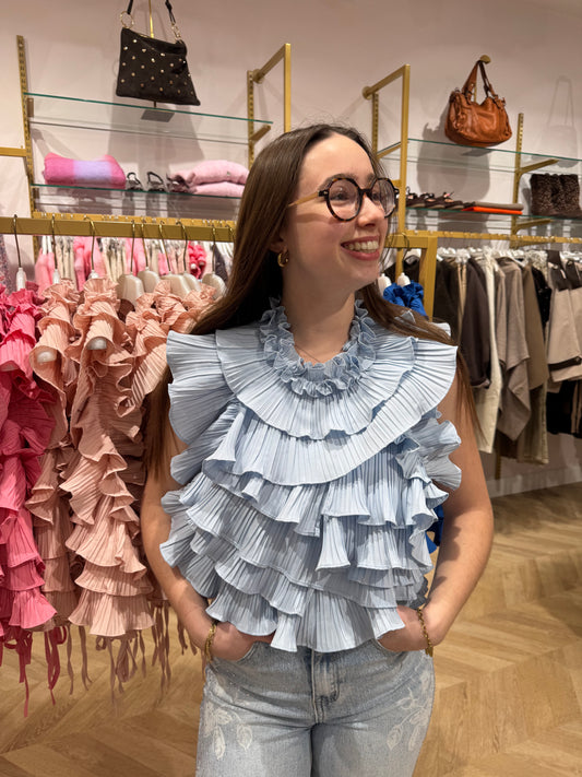 Top dos nu Céleste bleu pastel