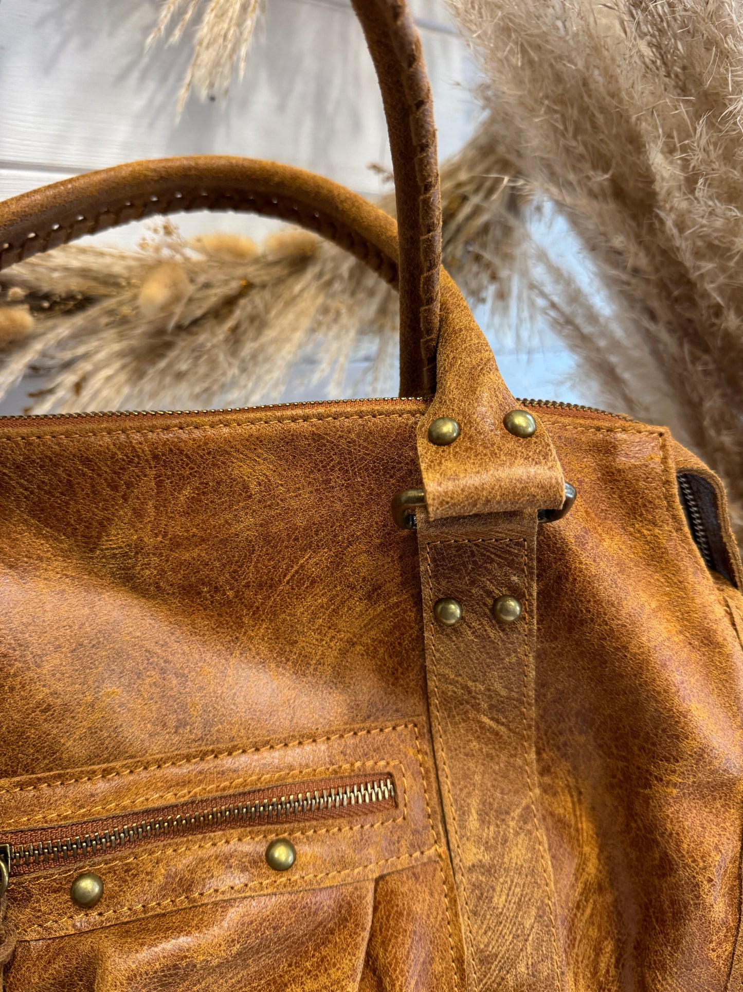 Sac Noé XL camel cuir brossé