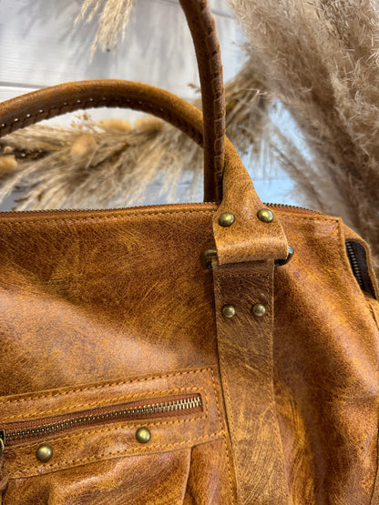 Sac Noé XL camel cuir brossé