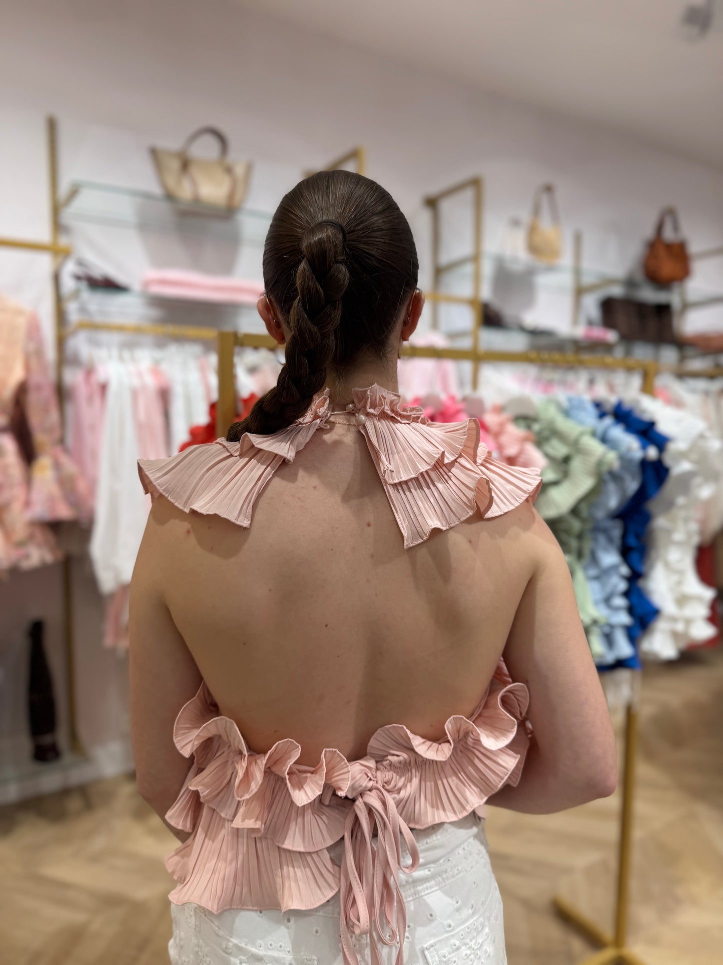 Top dos nu Céleste rose pastel