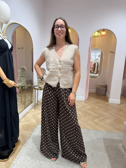 Pantalon polka marron
