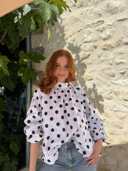 Blouse polka blanc