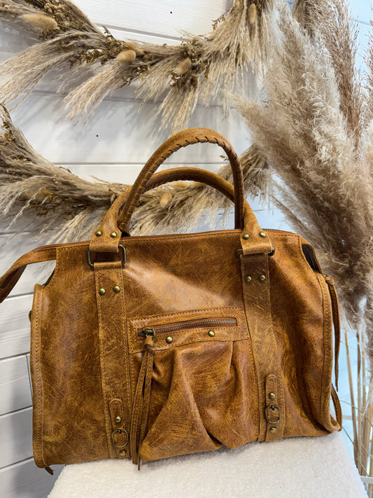 Sac Noé XL camel cuir brossé