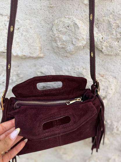 Sac stormy bordeaux daim