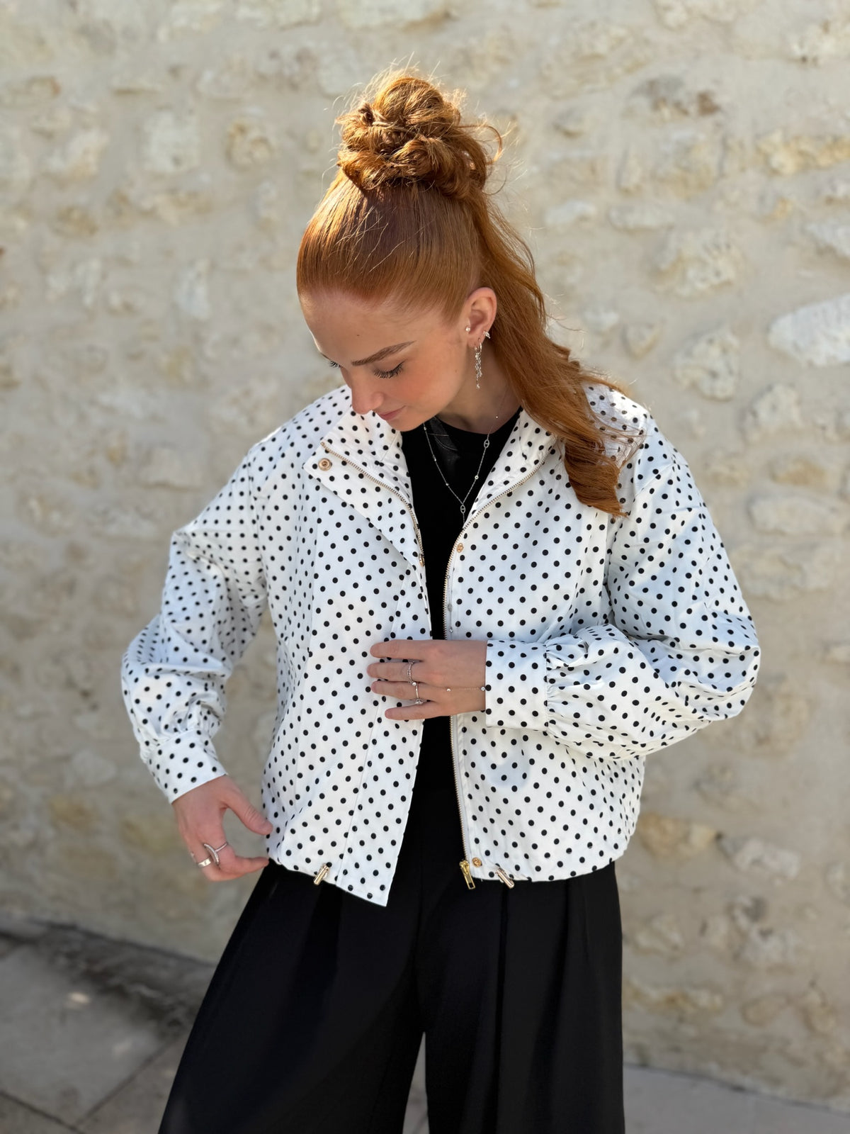 Veste polka blanc