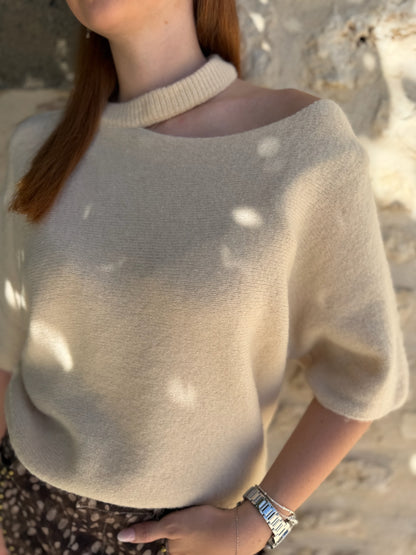 Pull OPEN Angora/laine fango