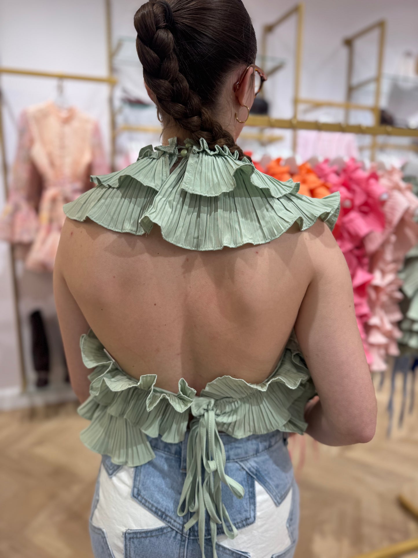 Haut Céleste dos nu vert