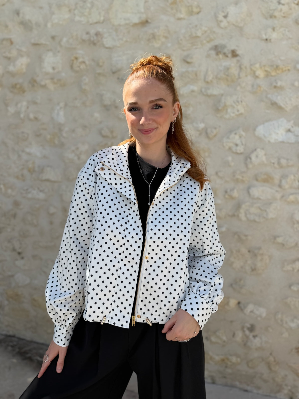 Veste polka blanc