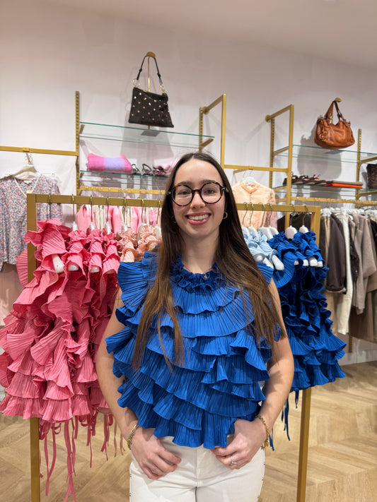 Top dos nu Céleste bleu électrique