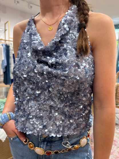 Top glitter bleu
