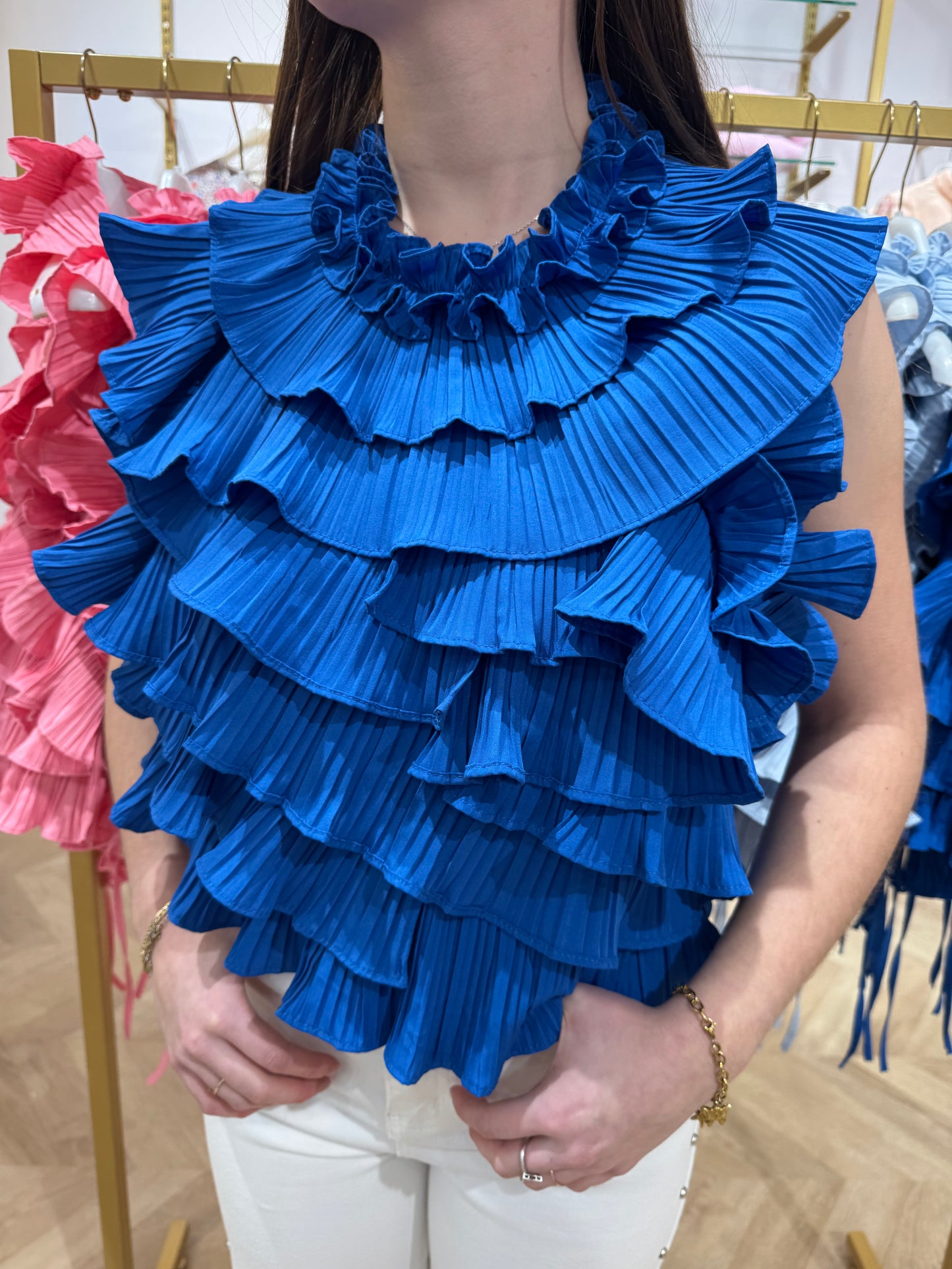 Top dos nu Céleste bleu électrique