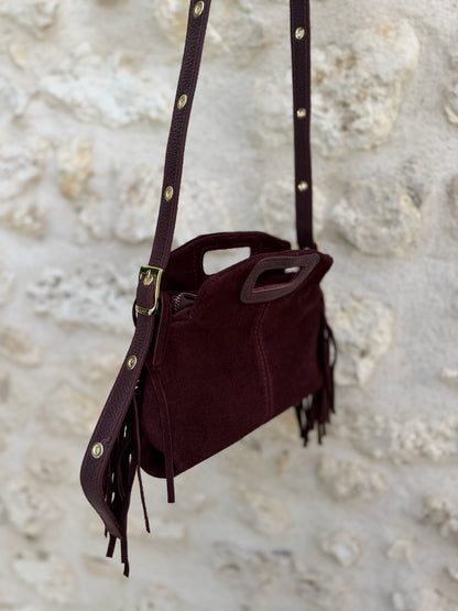 Sac stormy bordeaux daim